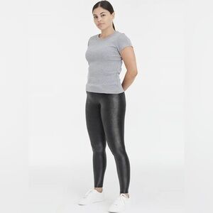 SPANX Faux Leather Gunmetal Petite Leggings